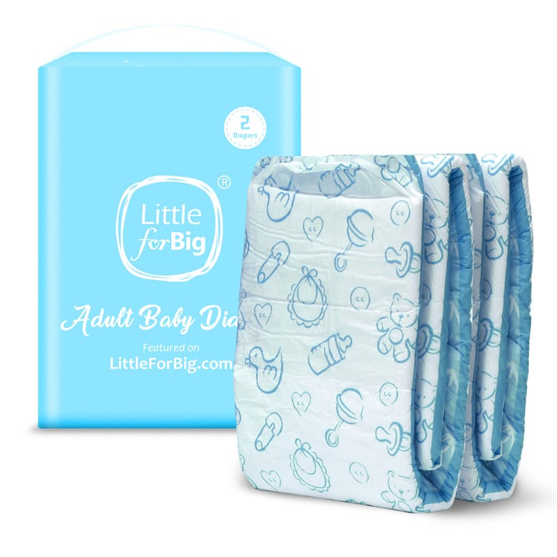 Nursery Blue Printed Adult Baby Diaper 2 Pieces LittleForBig ABDL