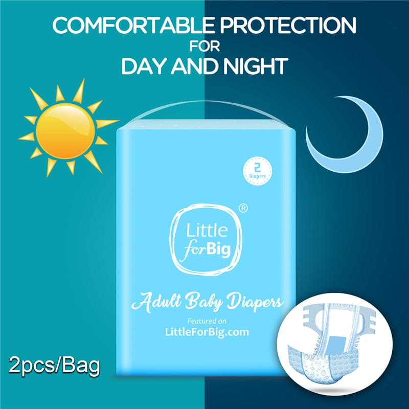 Nursery Blue Printed Adult Baby Diaper 2 Pieces LittleForBig ABDL