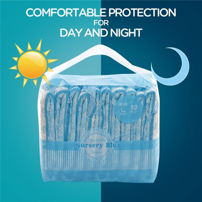 Nursery Blue Printed Adult Brief Diapers LittleForBig Cute & Sexy