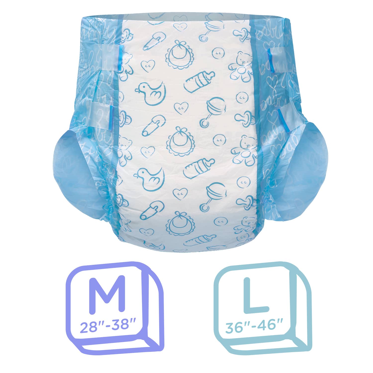 Nursery Blue Printed Adult Baby Diaper 2 Pieces LittleForBig Cute & Sexy Products