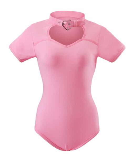 Heart Muslin Lace Collar Onesie – Pink